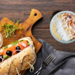 Six quick and healthy breakfast ideas including banana oat pancakes, egg muffin cups, avocado toast, and a filling smoothie