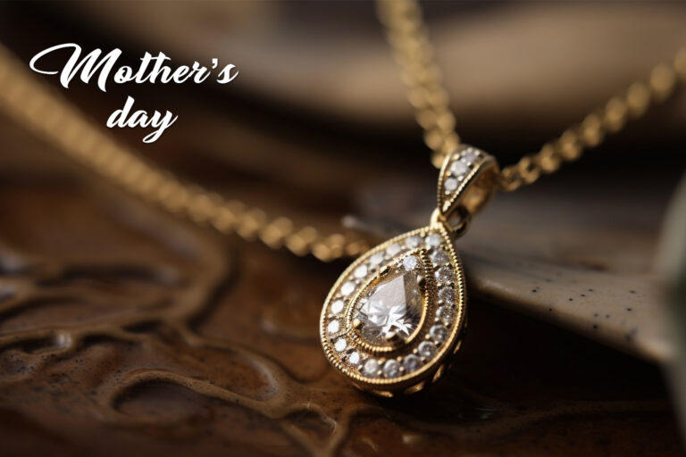 Mother's Day jewelry gifts for mom including birthstone necklaces, pearl bracelet and bangles flatlay