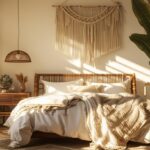 boho home decor with natural materials, rattan furniture and macramé details