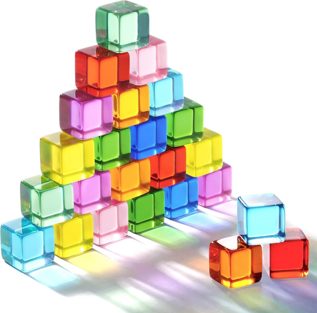 Acrylic Gem Cubes 24 PCS are semi-transparent jelly-style