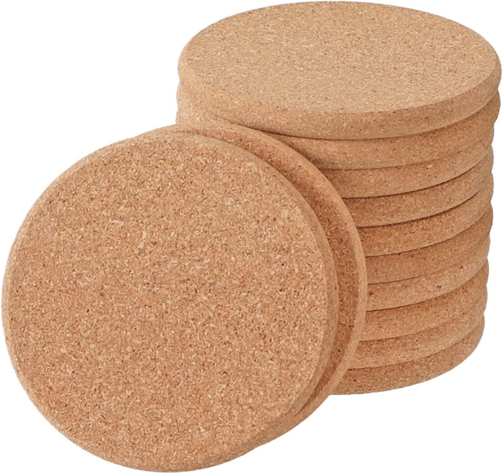 Cork Coasters 12 Pack are 4 inches