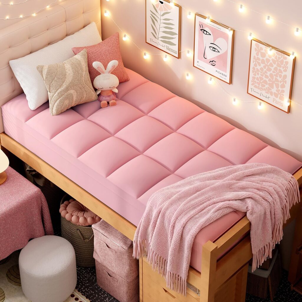 ELEMUSE Pink Twin XL Mattress Topper 