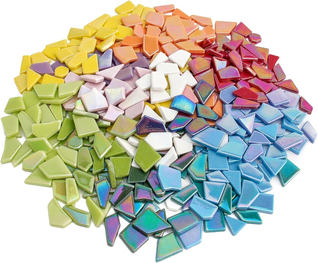 Iridescent Glass Mosaic Tiles for Crafts Bulk