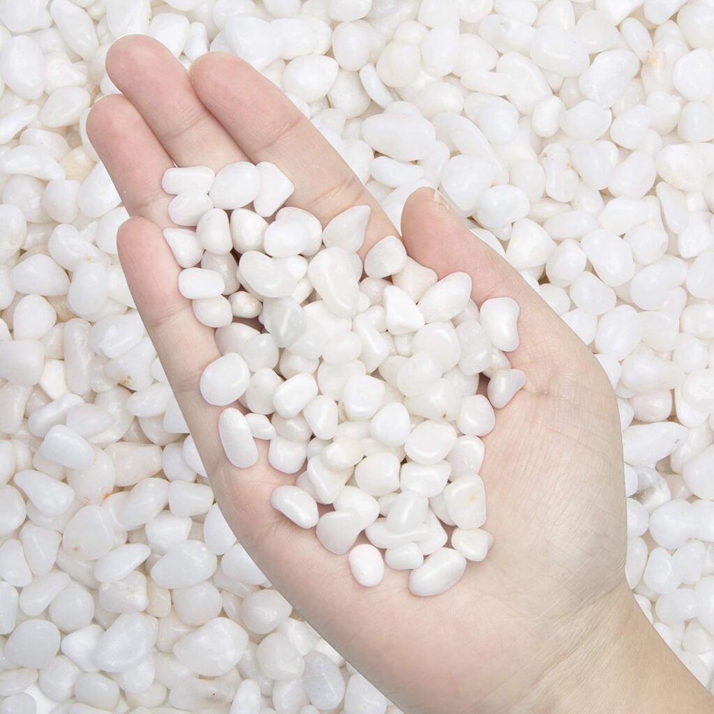  Polished Decorative White Pebbles in hand