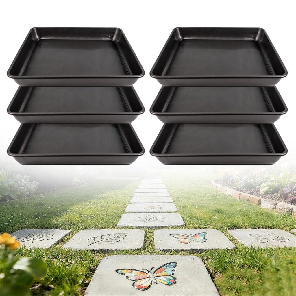 6 Pcs Stepping Stone Mold - Square Plastic Paver Molds for Concrete