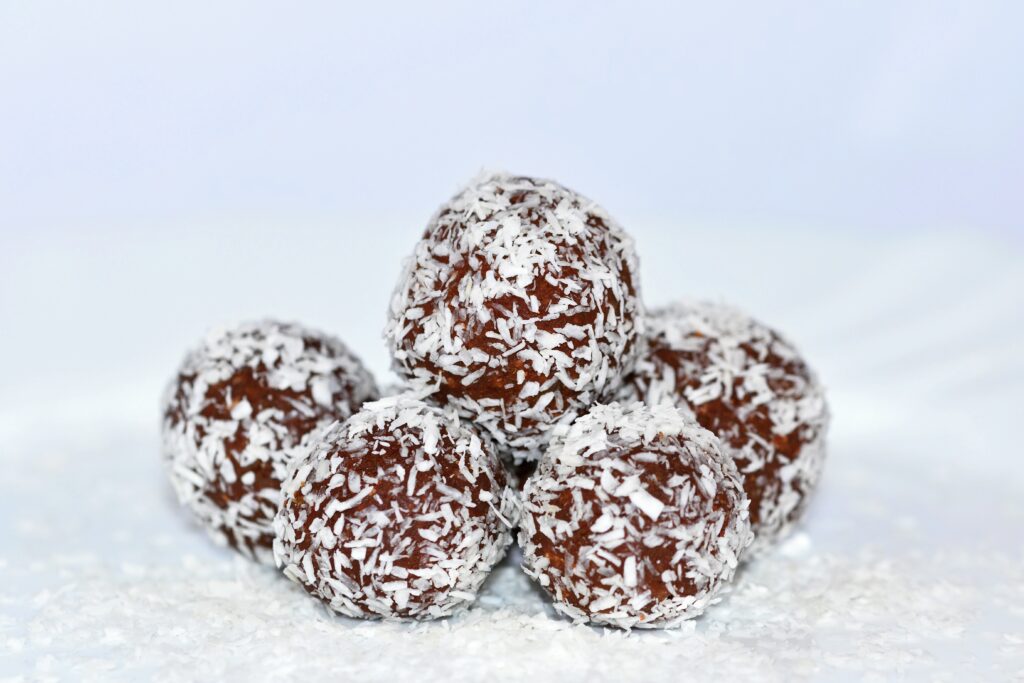 energie ball with coconut flakes