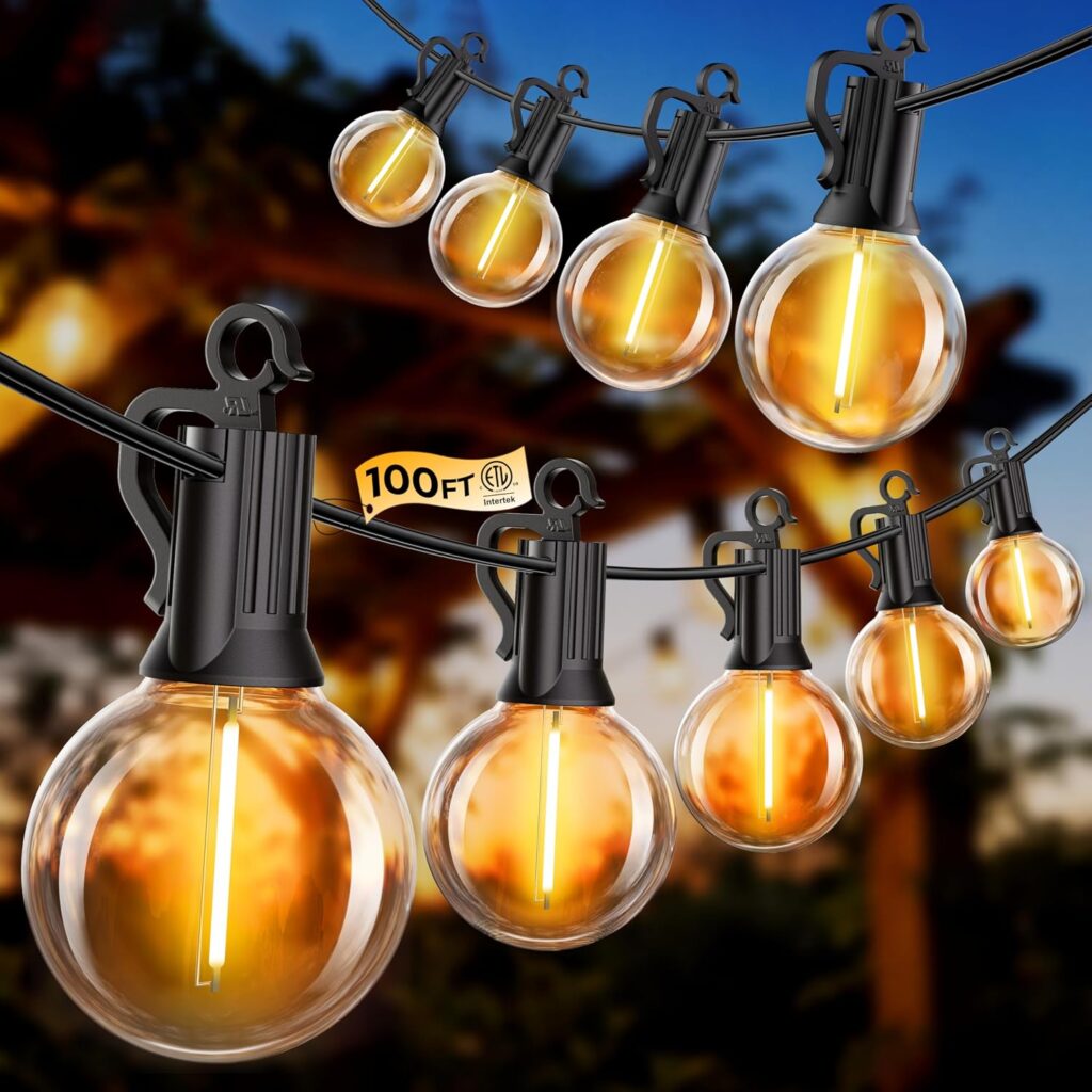 100ft outdoor string lights 52 led bulbs waterproof