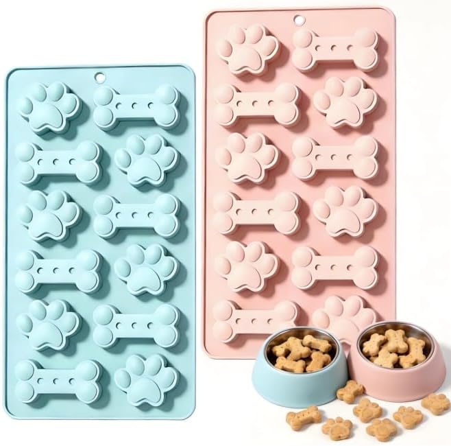 2-pack silicone dog treat moulds for frozen peanut butter treats