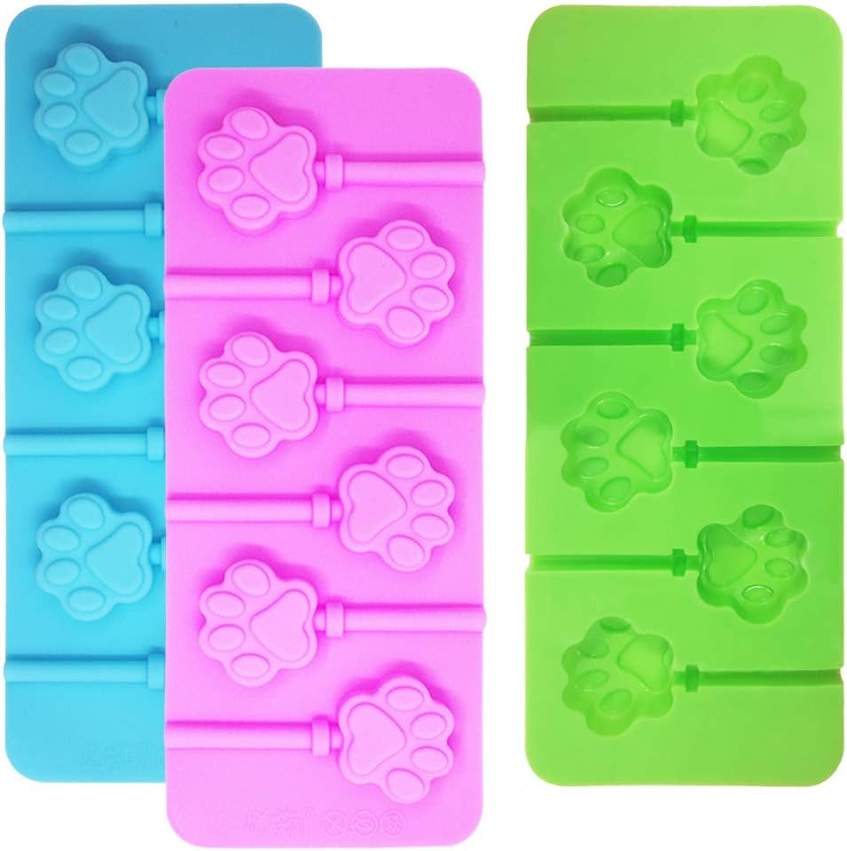3-piece 6-cavity paw lollipop silicone moulds for dog ice cream