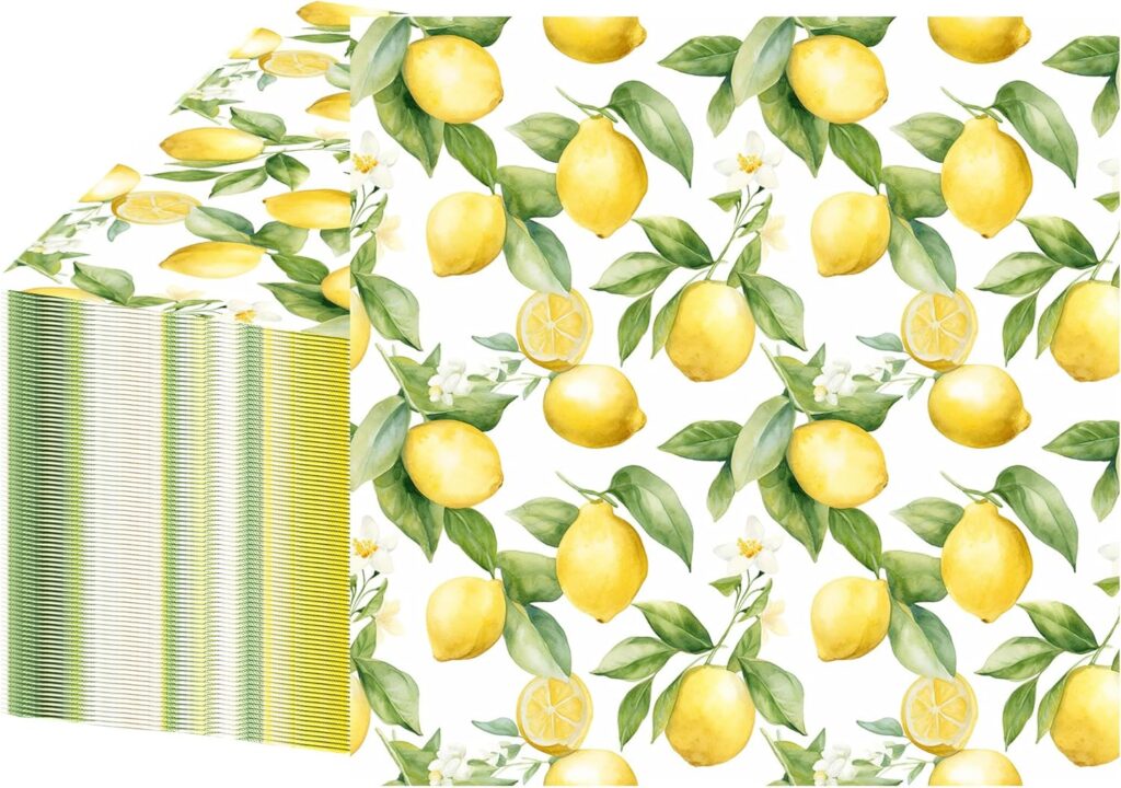 lemon cocktail napkins yellow citrus for decoupage