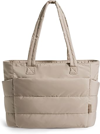 BAGSMART lightweight puffy tote bag 20L with zipper for women
