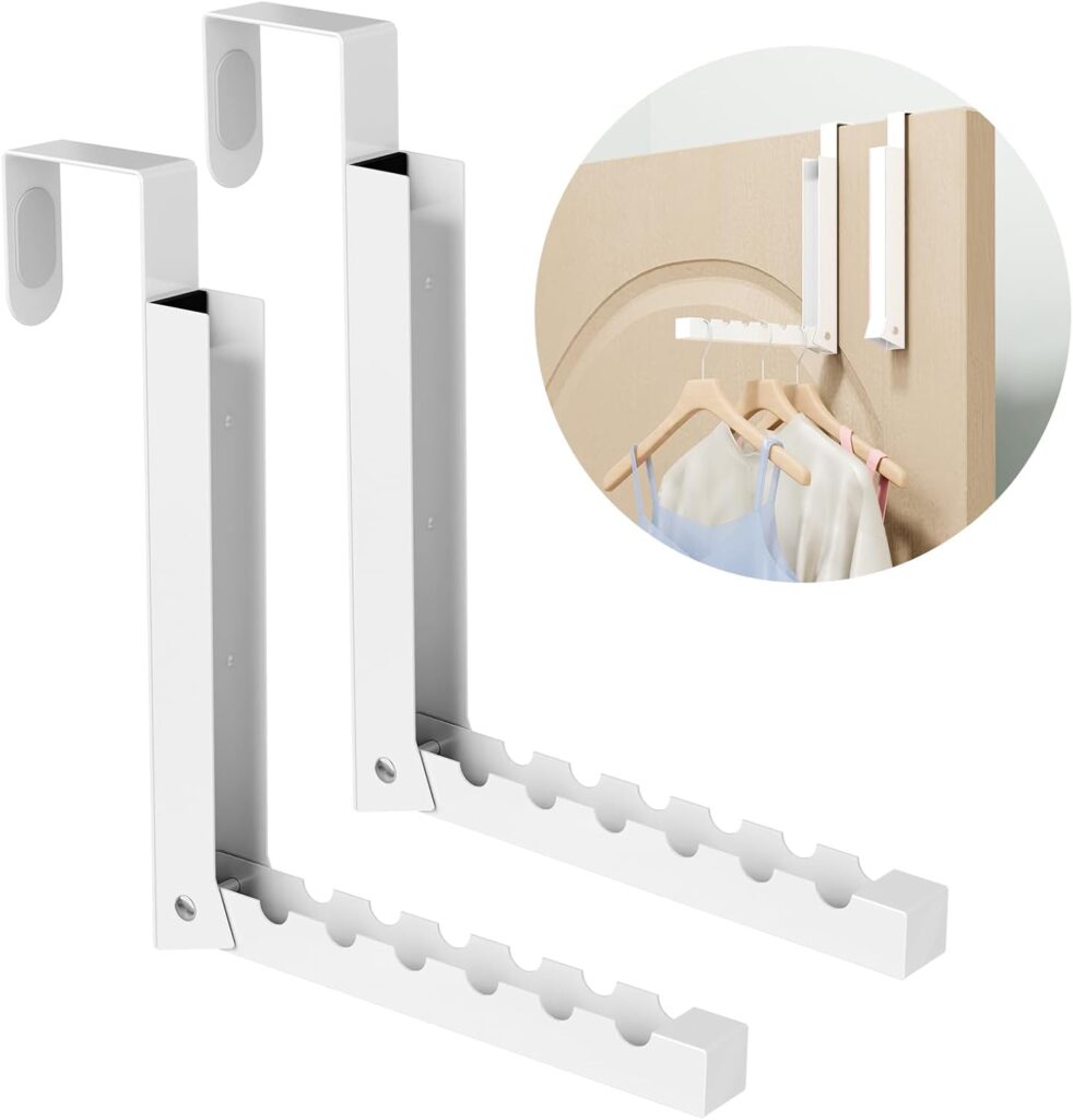 Foldable over-the-door hanging coat and drying rack, 2 pack