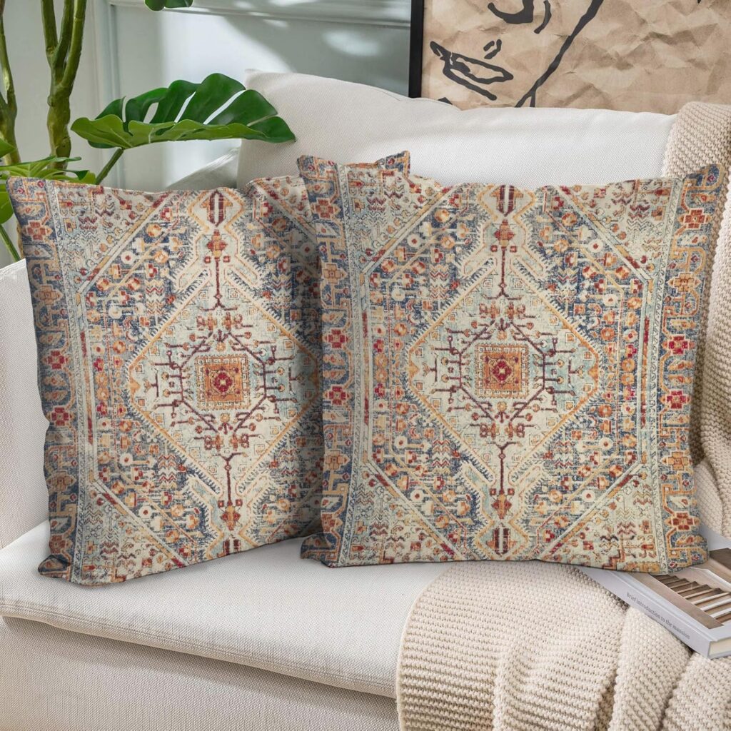 Boho vintage carpet pattern cushion covers 18x18 ethnic antique print