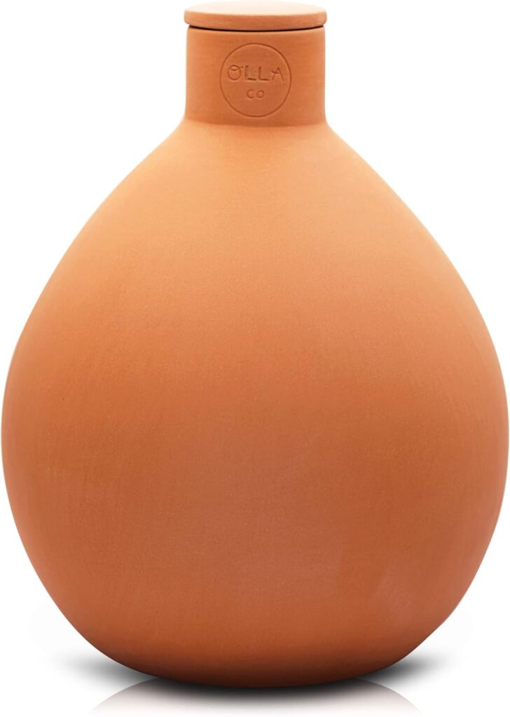 classic olla watering pot with lid terracotta