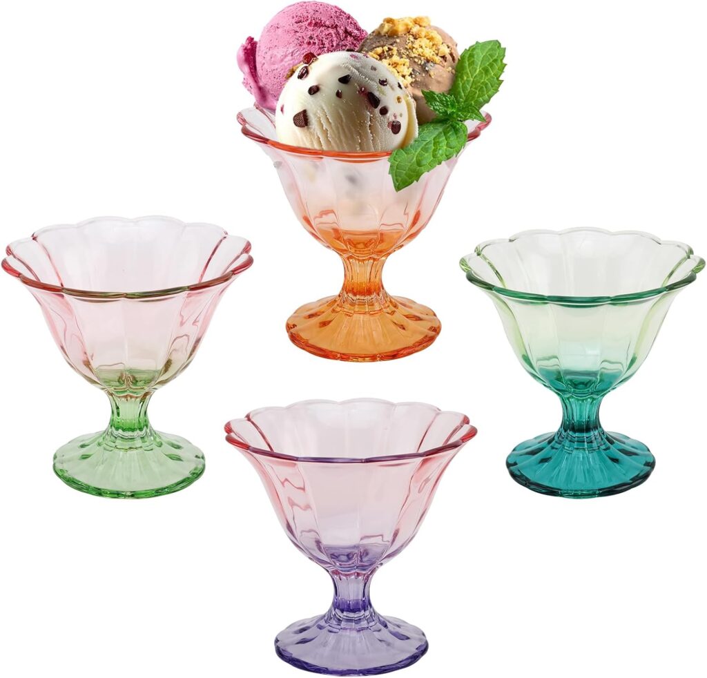 Colored glass dessert bowl for ice cream and summer treats