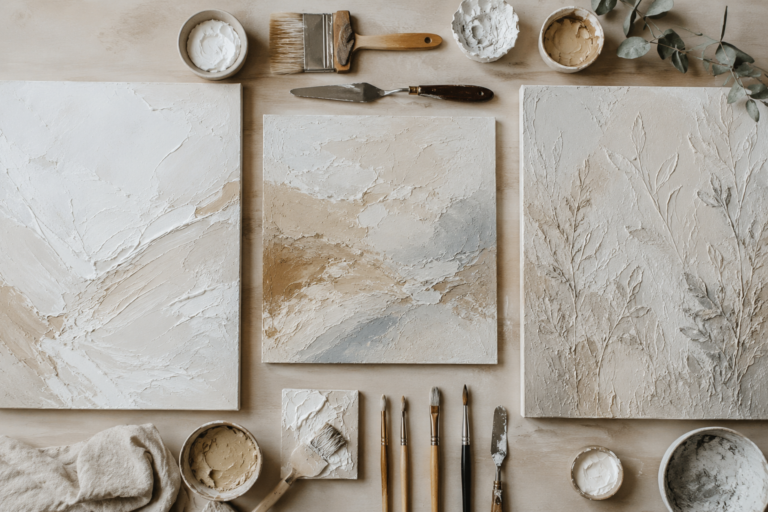 DIY textured painting ideas canvas art with modeling paste and palette knife techniques