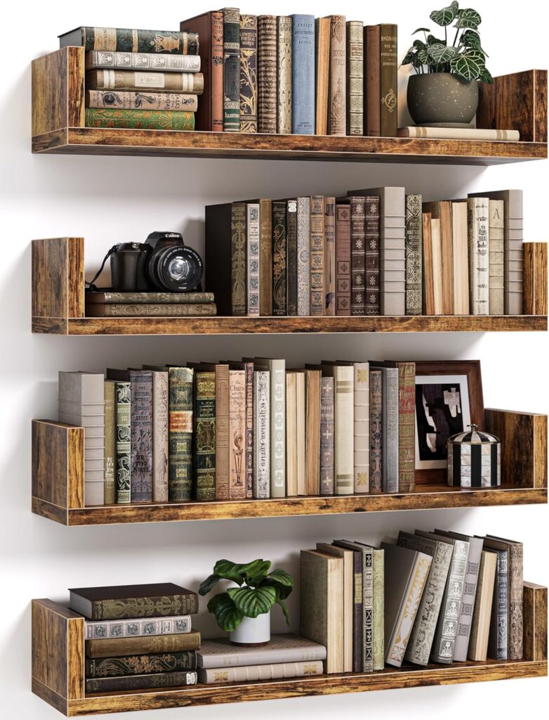 U-shaped hanging bookshelf 17 inch set of 4 for window reading nook