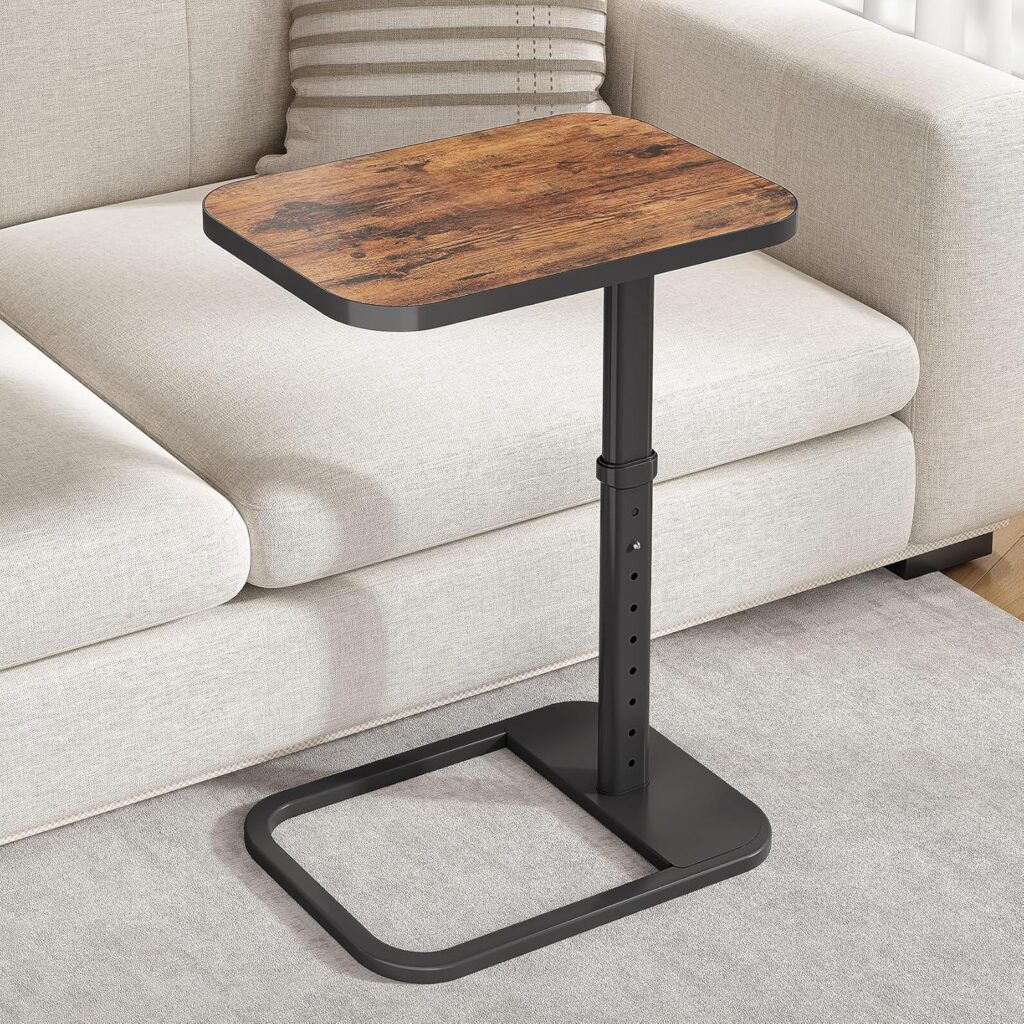 Kitstorack C-shaped adjustable flip-top side table for reading nook