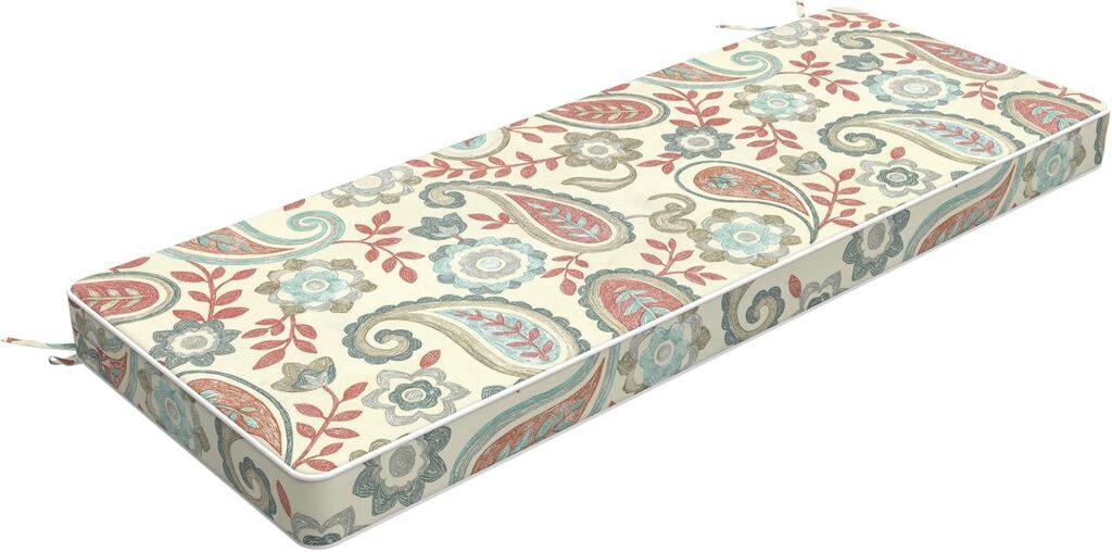 LVTXIII paisley vintage bench cushion with ties for window reading nook