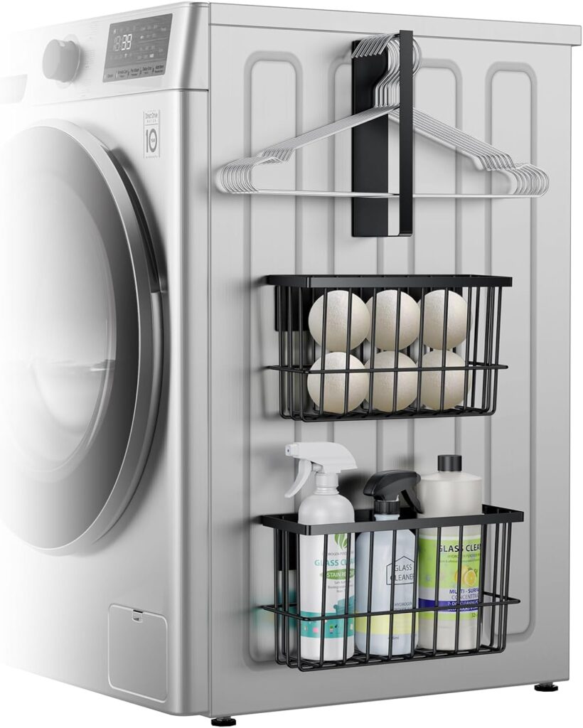 Magnetic dryer ball holder mounted on washing machine