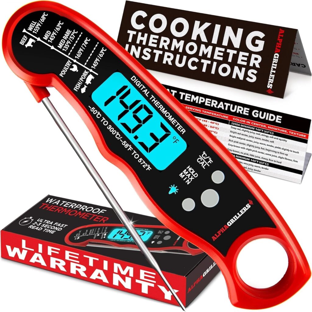 Instant read meat thermometer for cooking chicken to 165F