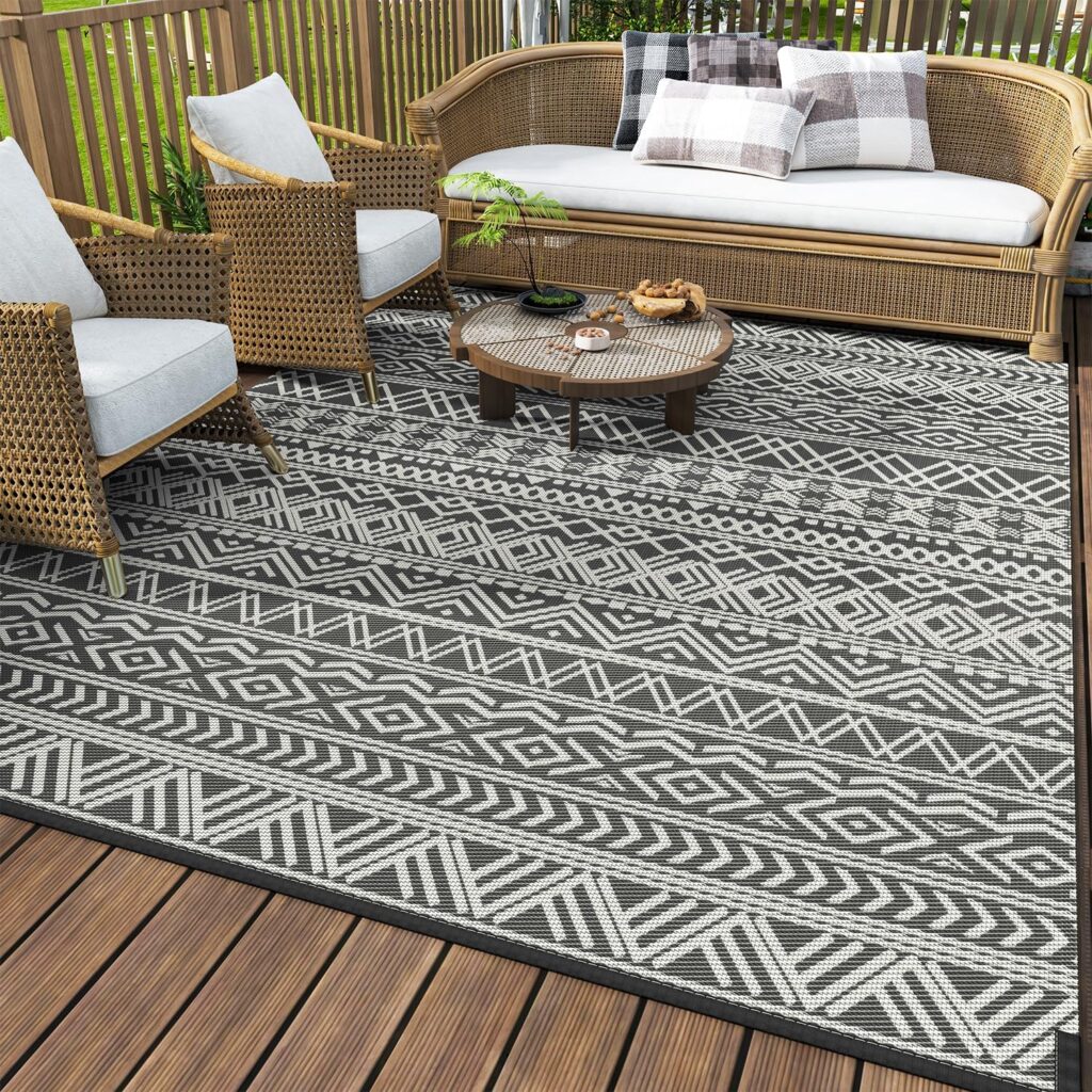 montvoo boho grey outdoor rug waterproof patio
