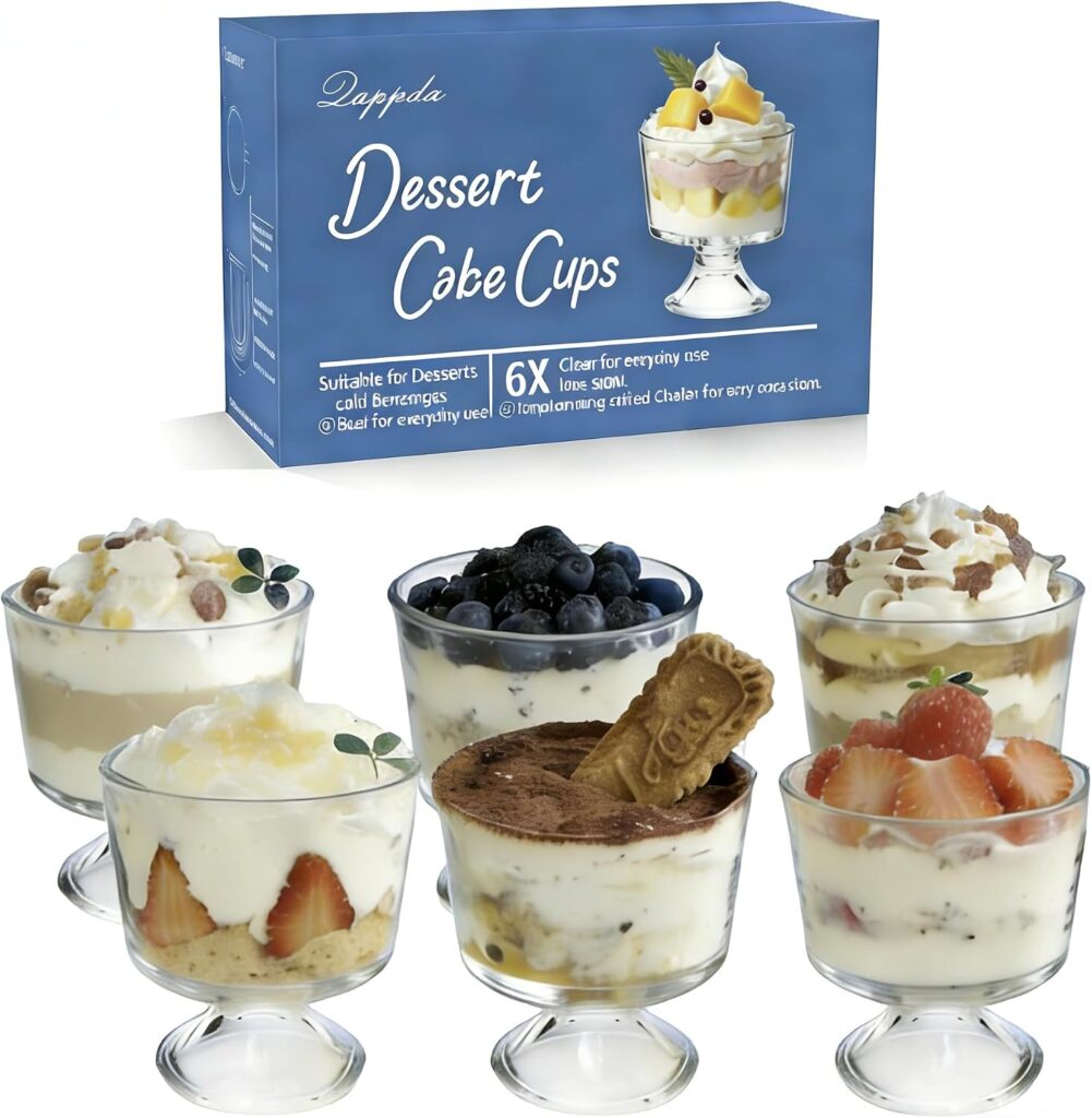 QAPPDA 6-pack 10oz glass dessert bowls for ice cream serving