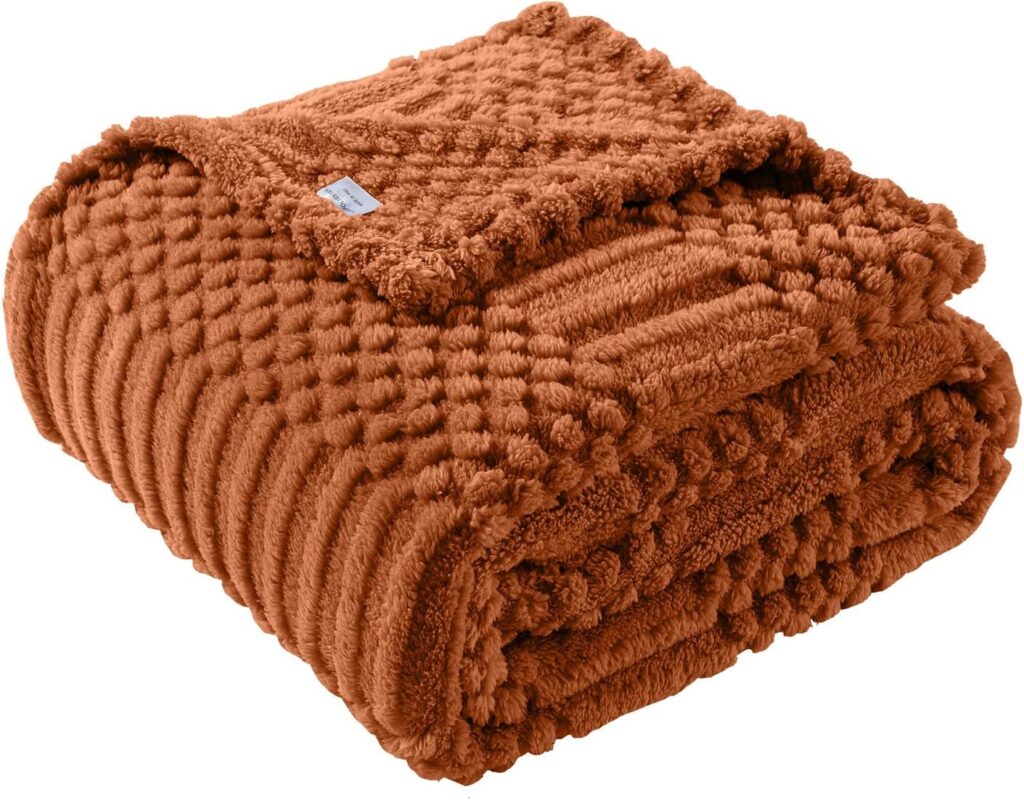 Rust fleece throw blanket 50x70 inch for cozy window reading nook