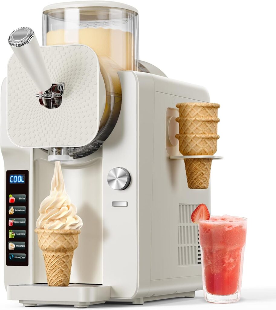 Slush machine and ice cream maker 2-in-1 for summer frozen treats