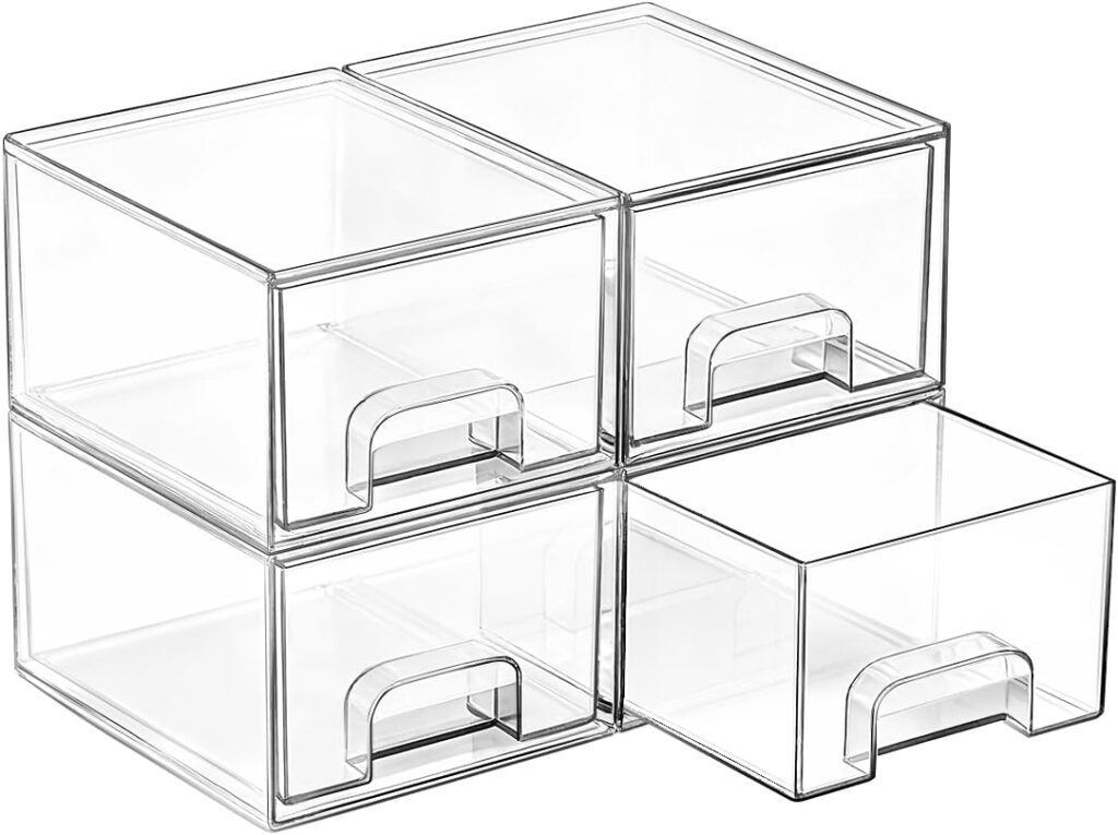 : 4-pack clear stackable acrylic storage drawers
