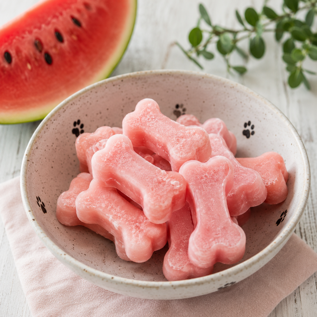 Watermelon sherbet homemade dog ice cream for hot summer days