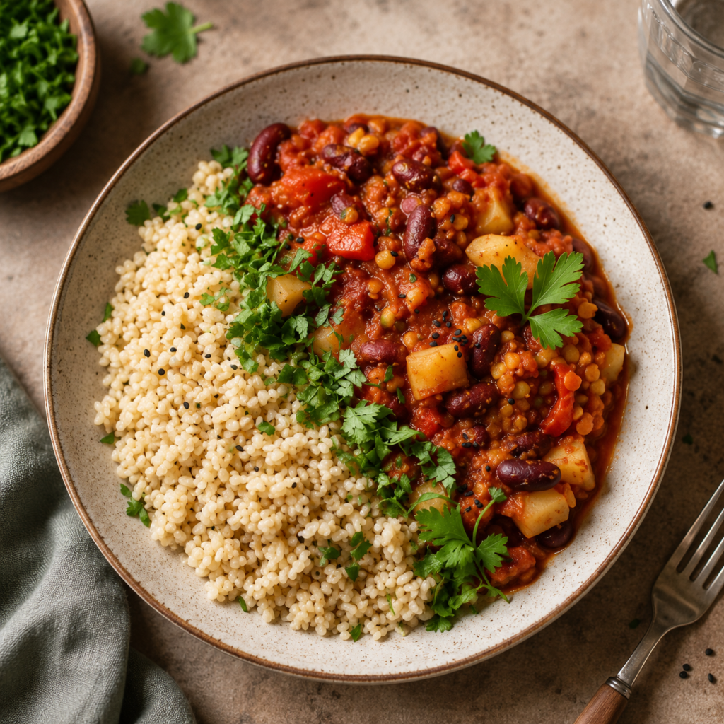 one bowl zucchini and bean ragu with bulgur