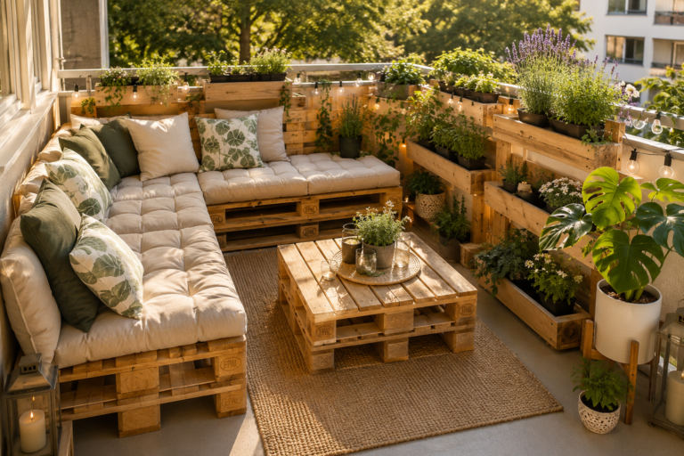 DIY pallet furniture ideas outdoor garden bench table and vertical planter