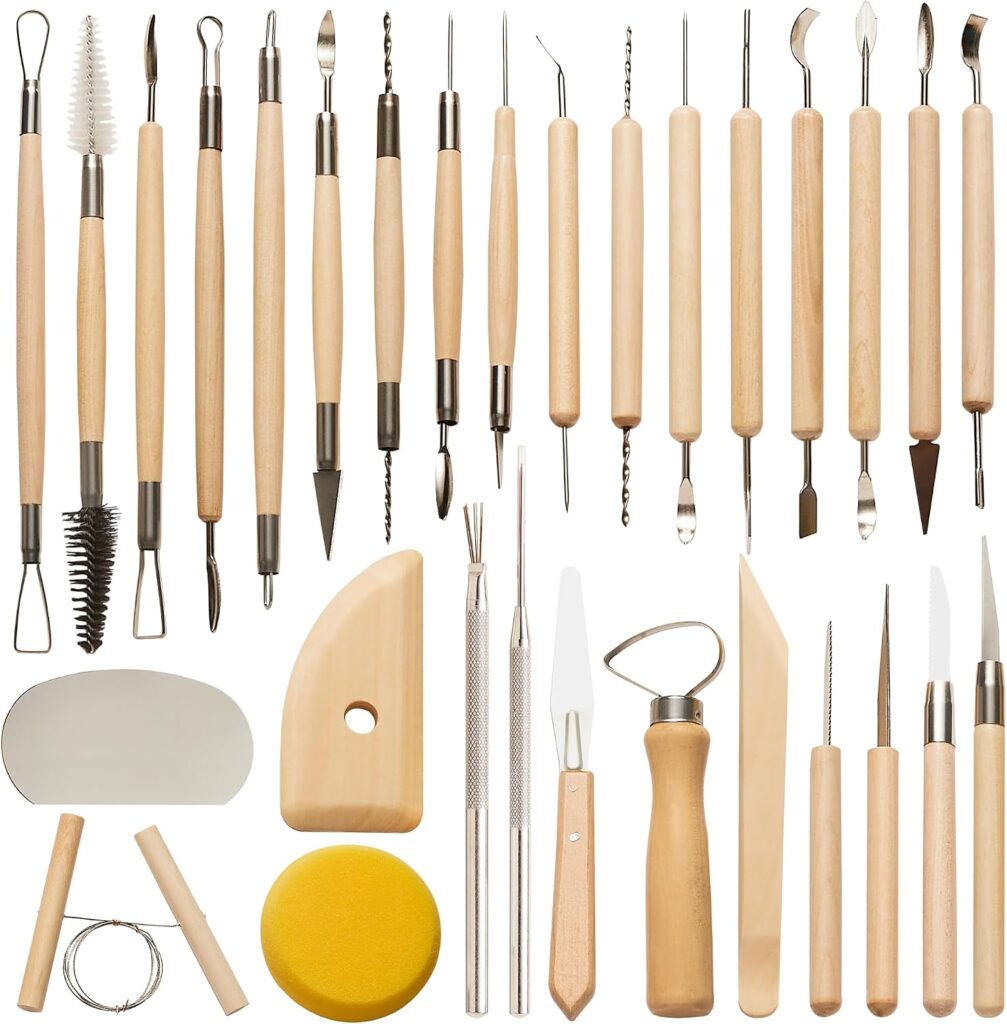 SmashAce 30-piece professional clay and pottery tools kit with wire cutter and carving set