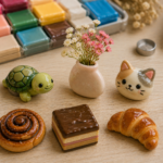 DIY clay crafts animal figurines and fridge magnets made from air dry and polymer clay