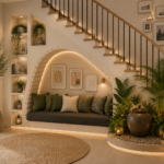 indoor staircase ideas with plants cozy nook and creative lighting