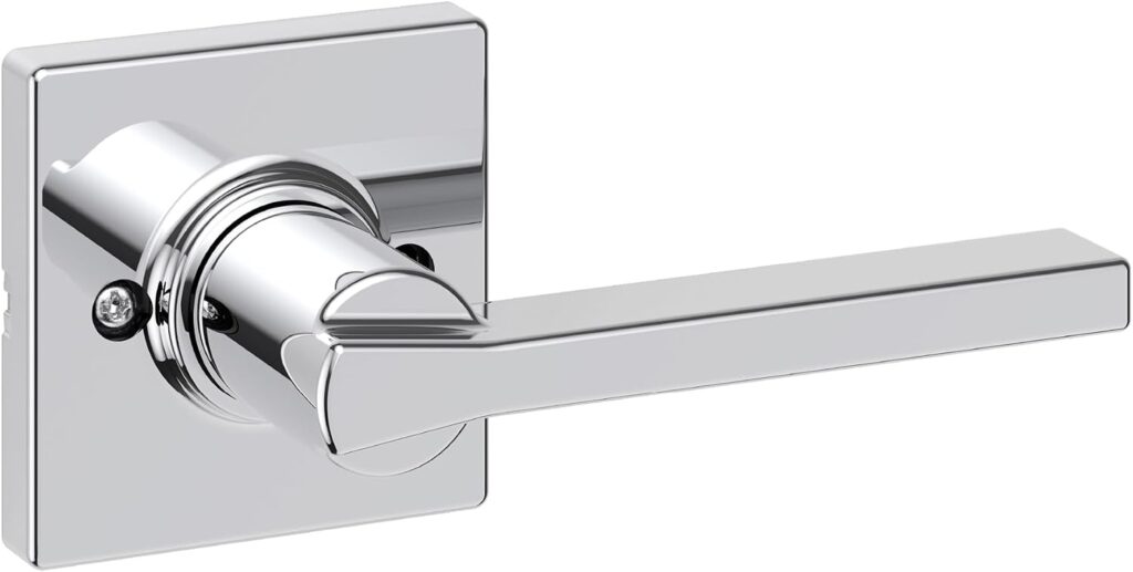 Kwikset Casey single sided dummy door lever in polished chrome for closet and French doors