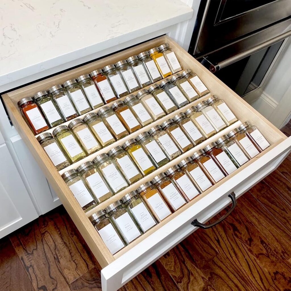 MIUKAA 4-tier clear acrylic spice drawer organizer expandable for kitchen