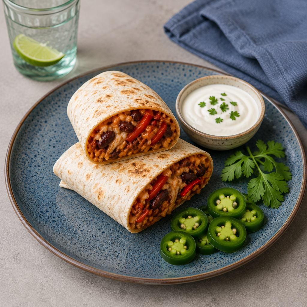 Mexican bean wraps with ground meat peppers and spices pan-fried until golden