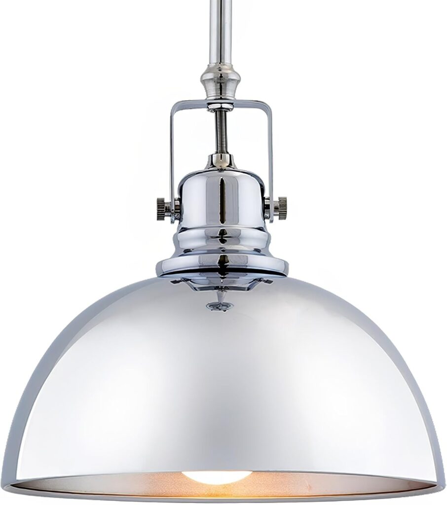 Kira Home Belle mini pendant light chrome retro mid-century dome shade