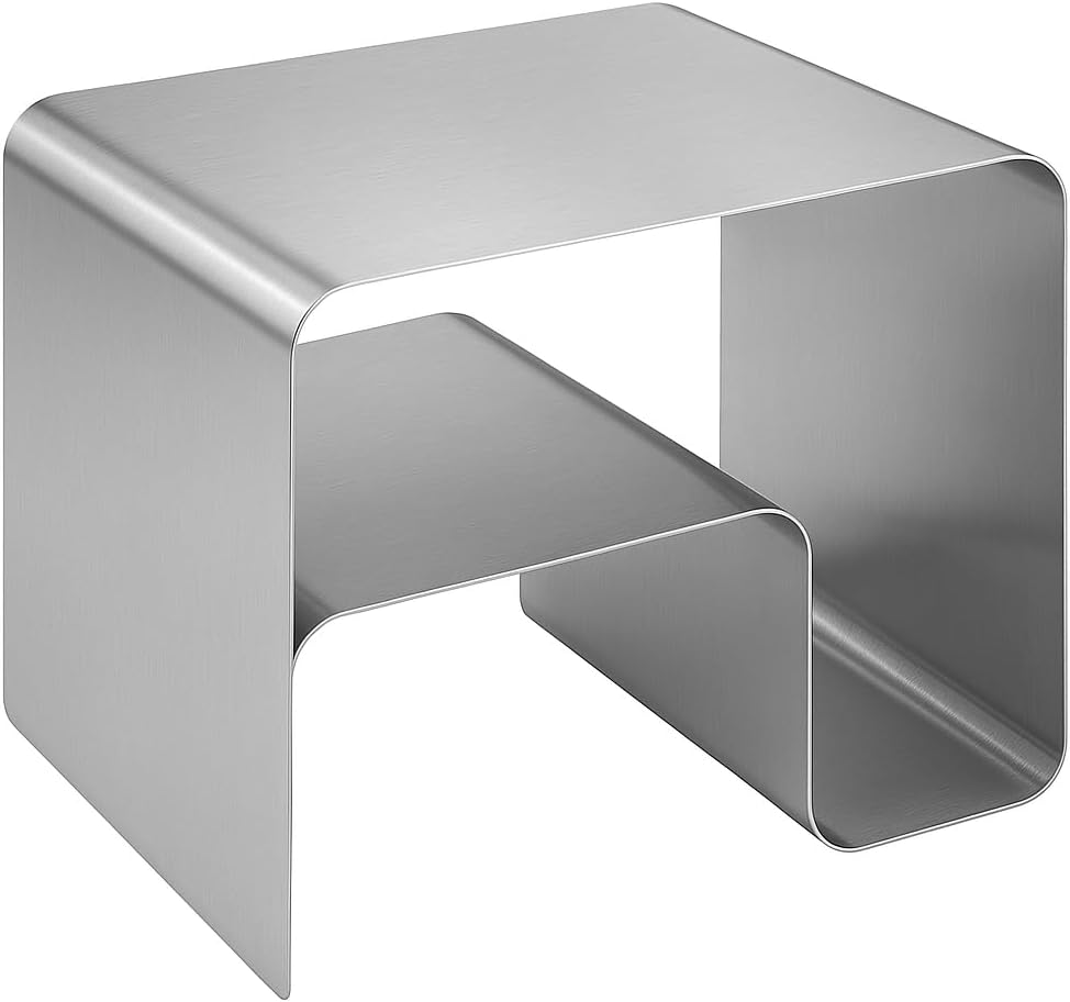 Modern stainless steel side table seamless curved design for living room or bedroom