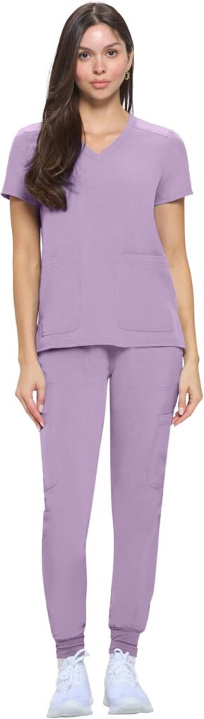 Natural Uniforms cool stretch jogger scrub set purple for spa ASMR aesthetic