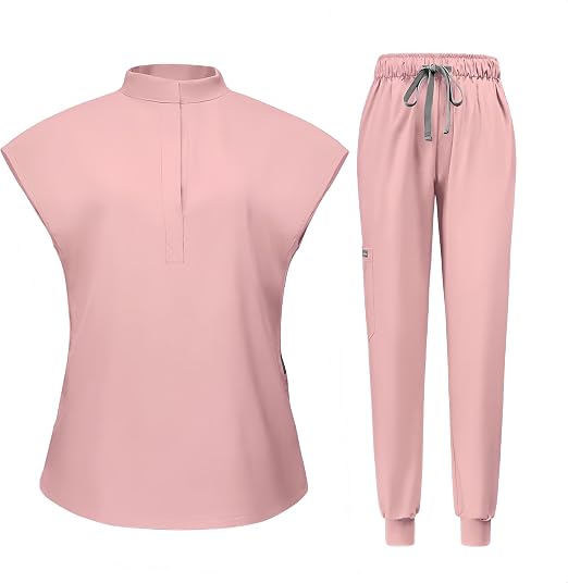Pink stretch quick-drying medical uniform unisex for nurse and spa ASMR roleplay