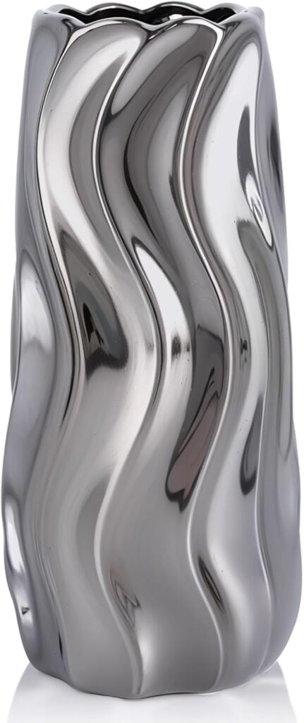 Mirror chrome large pampas grass vase with full chrome mirror finish for entryway