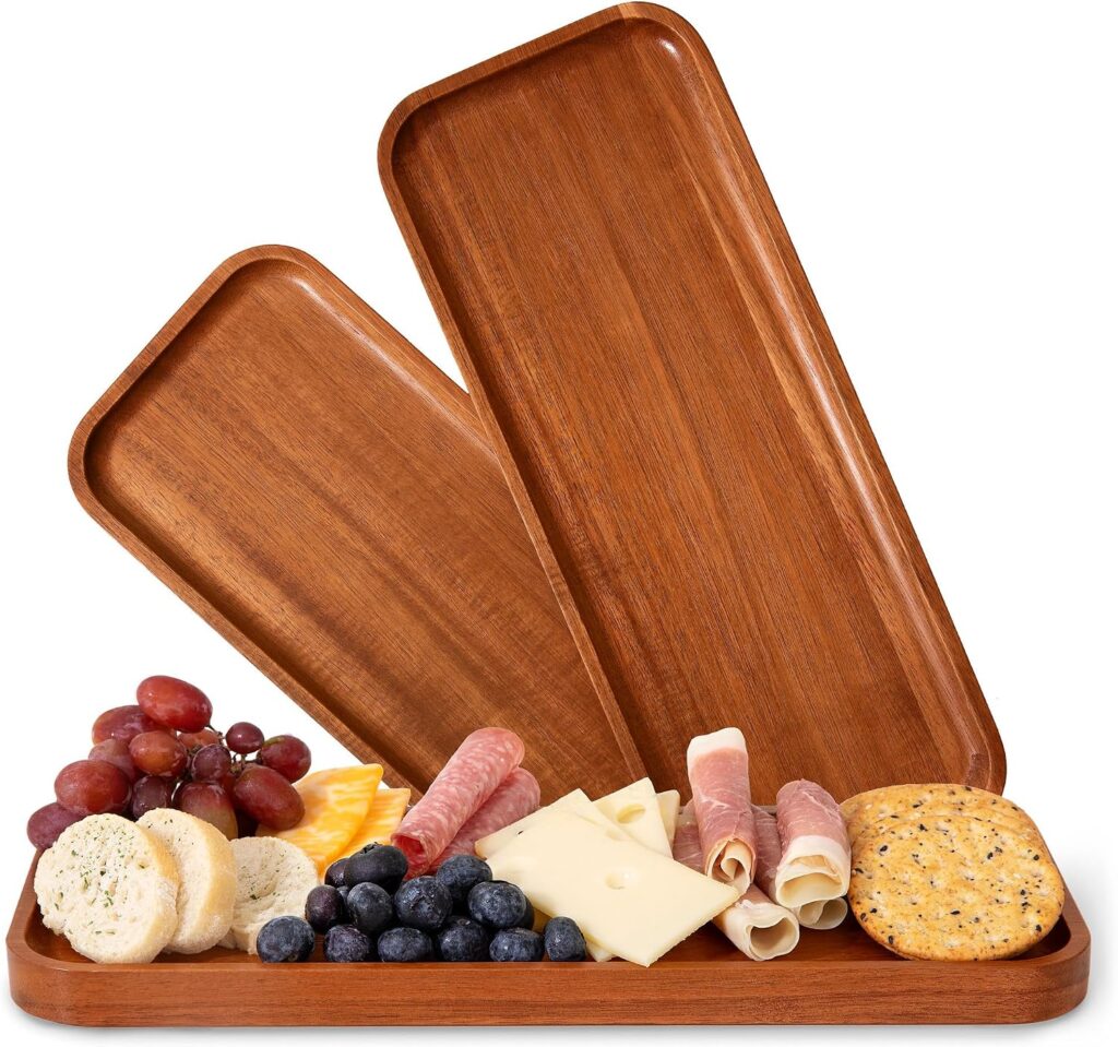 Acacia wood serving tray set of 3 plates for apertizer serving