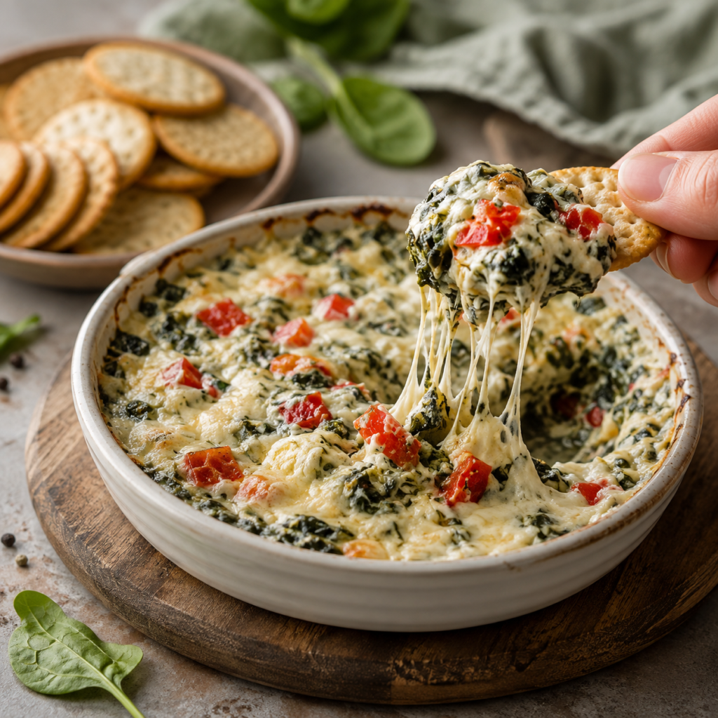 spinach dip with brie mozzarella and pepper jack
