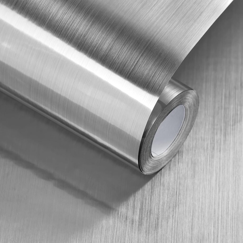 Stainless steel contact paper peel and stick waterproof for countertop and backsplash