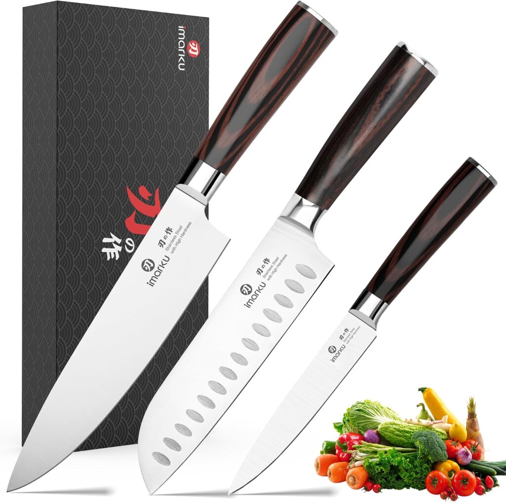 Imarku 3-piece Japanese high carbon stainless steel chef knife set for meal prep