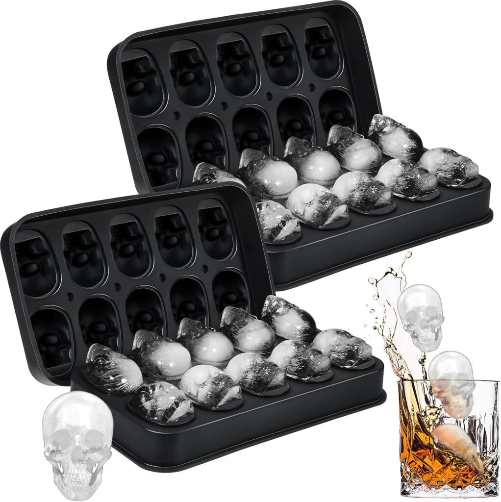 2-pack silicone skull ice cube maker mold for whiskey ice chocolate and candy