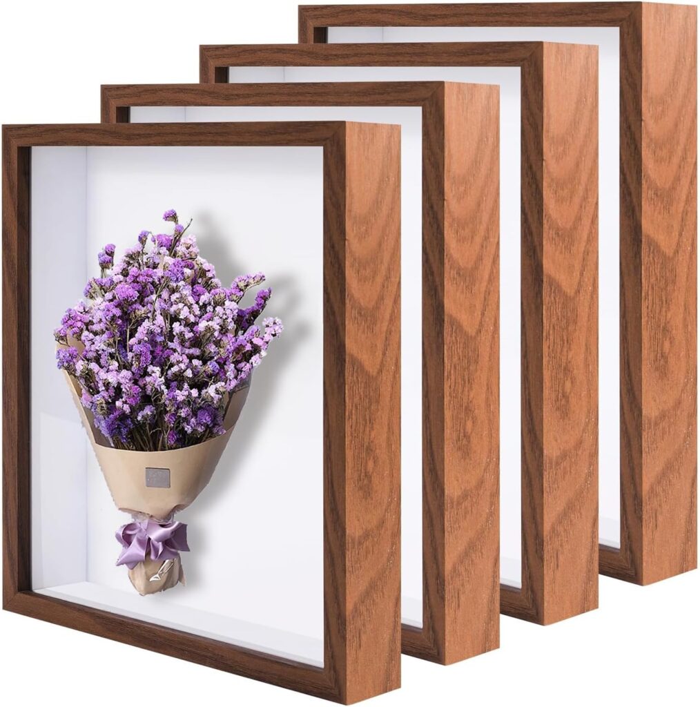 4-pack shadow boxes in walnut wood for framed DIY moss wall art